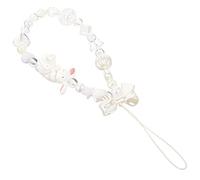 Operitacx Bracciale per Telefono con Perline e Coniglio Cinturino Antiscivolo e Resistente per Custodia Lanyard per Chiavi e Fotocamere