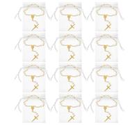 Operitacx Braccialetti Rosario Ciondoli a Croce 12 Set per Bomboniere Comunione e Battesimo, Mini Braccialetti Religiosi 7X9 CM per Donne e Uomini