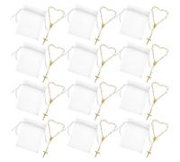 Operitacx Braccialetto Rosario Cattolico con Croce in Oro Finto e Perle, Set da 12 Pezzi 7x9 Cm, Regalo per Battesimo, Comunione e Cerimonie Religiose, Portafortuna Spirituale per Donne