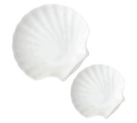 Operitacx Ceramica Piatto da Dessert Bianco 2 Pezzi a Conchiglia | Elegante e Bello, Multiuso, Facile da Pulire, per Pasti Domestici e Colazioni, Design Raffinato