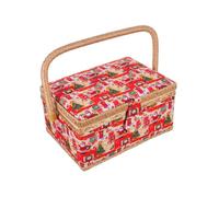 Operitacx Cesto per Ricamo e Cucito con Stampa Natalizia Organizer da Cucito con Vassoio Estraibile Incorporato Puntaspilli e Tasca Interna Grande capacità