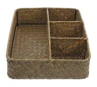 Operitacx Cesto Portaoggetti in Giunco Intrecciato a Mano per Stazione Caffè e Tè Scomparti, Stile Rustico Naturale per Organizzazione Elegante e Funzionale