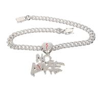 Operitacx Collana Ciondolo a Forma di Cuore Hip Hop da Donna, Gioielli a Catena Strass Resistenti All’usura, Collana Clavicola 50 Cm per Occasioni Speciali come San e Compleanni