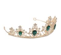 Operitacx Corona di Strass Classica da Sposa Donna Vintage Gemme Verdi, Corona Regina Elegante per Chioma, Accessorio per Matrimoni, Feste e Balli