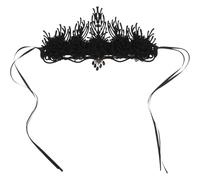 Operitacx Corona Vintage Barocca Nera per Donna, Fascia per Chioma Comoda e Facile da Modellare, per Costume di Halloween e Cosplay