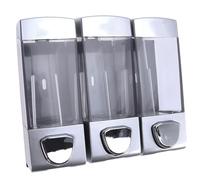 Operitacx Dispenser Sapone Bagno Doccia a Parete Triplo Erogatore in Plastico Argento, Comodo per Shampoo e Lozione, Elimina Ingombro Bottiglie, per Doccia e Bagno