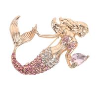 Operitacx Elegante Spilla da Bavero a Forma di Sirena Strass Rosa in Lega, Accessorio Versatile per Abiti da Donna per Uso Quotidiano e Matrimoni
