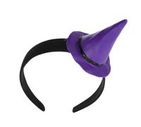 Operitacx Fascia per Chioma Mini Cappello da Strega Nero Regolabile in Pu e Pvc, Leggera e Comoda per Festa di Halloween e Recite Scolastiche
