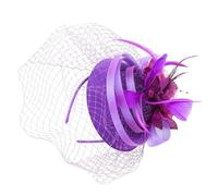 Operitacx Fascinator Piume Porpora per Chioma da Donna Elegante e Romantico, Accessorio per Matrimonio e Cocktail Party, Può essere Usato come Cerchietto o Fermaglio