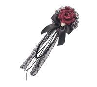 Operitacx Fermaglio per Chioma Lolita a Forma di Rosa Rossa, Accessori per Chioma da Festa e Cosplay, Decorazione Elegante per Donna Stile Gothic e Romantico