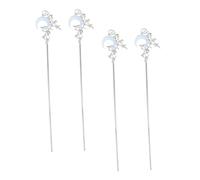 Operitacx Forcine per Chioma Minimaliste a Forma di Luna in Metallo e Cristallo Argento 4 Pezzi, Fissaggio Sicuro per Acconciature da Sposa e Look Moderni