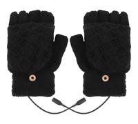 Operitacx Guanti Termici Invernali a Mezzo Dito Patta e Bottone | Riscaldamento Usb, Metallo, Cashmere e Plastica, Nero, per Ciclisti e Sciatori, Uso Stabile