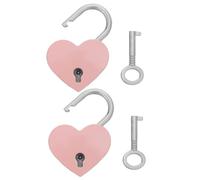 Operitacx Lucchetto a Forma di Cuore Piccolo in Lega Rosa con Chiave, Set da 2 Pezzi per Diario, Scatola di Immagazzinaggio e Portagioie, Protezione Decorativa per Viaggi e Uso Quotidiano