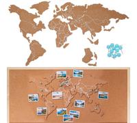 Operitacx Mappa Murale in Sughero con Sfondo Geografico e Puntine | Tessere Adesive in Sughero e Legno, Stile Rustico, per Foto e Note su Parete Colore Casuale