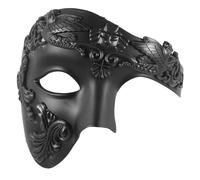 Operitacx Maschera da Soldato Romano per Uomo in Plastica Nero, Leggera e Finemente Lavorata, per Halloween e Feste in Maschera Cosplay