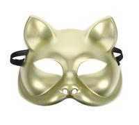 Operitacx Maschera Gatto in Plastica Oro Indossabile per Feste di Halloween e Occasioni Varie, Mezza Faccia Adattabile alla Maggior Parte dei Volti per Costume Fai da Te