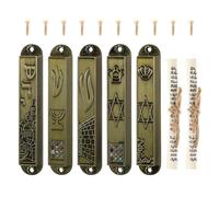 Operitacx Mezuzah in Metallo retrò 5 Pezzi Set, Ornamento Sacro per Porta D’Ingresso, Decorazione Judaica Compatta per Casa, Benedizione Religiosa per Ambienti Domestici