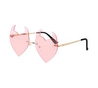 Operitacx Occhiali da Sole senza Montatura Design Cuore e Demone, Leggeri in Rame e PC per Festa e Atmosfera Estiva, Occhiali da Sole Party alla Moda per Donna