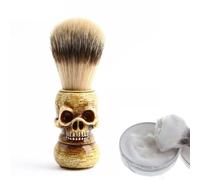Operitacx Pennello da Barba Uomo Setole di Tasso a Forma di Cranio, Leggero e Portatile per Rasatura e Grooming a Casa in Viaggio Manico Rotondo in Resina