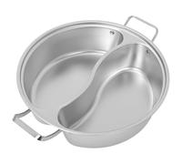 Operitacx Pentola per hot pot con divisorio su entrambi i lati - Pentola Shabu Shabu da 34 cm con doppi manici per cucinare due sapori - Ideale per hot pot tradizionali cinesi e piani cottura a