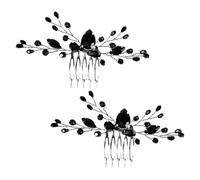 Operitacx Pettini Laterali da Sposa Neri 2 Pezzi, Accessori Decorativi per Chioma da Matrimonio, Pettini Leggeri e Resistenti per Acconciature Eleganti e Cerimonie Nuziali