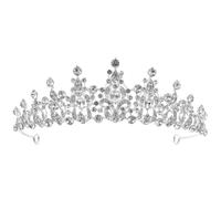 Operitacx Piccola Corona per Sposa in Metallo e Cristalli Argento | Brillante, Delicata ed Elegante, per Matrimonio e Sfilata, Comoda da Indossare, Non Rovina Chioma Né Pelle