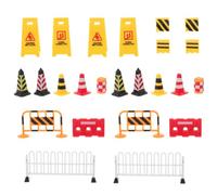 Operitacx Plastica Giocattolo Miniatura Barriera Stradale | Riproduzione per Segnaletica e Infrastrutture, Scena Parcheggio e Strada, Stimola Sicurezza e Manualità