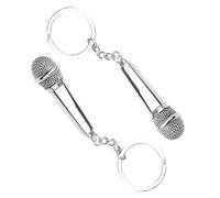 Operitacx Portachiavi Elegante e Unico 2 Pezzi Microfono in Metallo Argento Portatile e Organizzatore Chiavi per Uso Quotidiano
