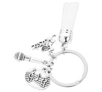 Operitacx Portachiavi Microfono in Lega di Zinco, Portachiavi Musicale Ciondolo Nota Musicale, Accessorio Leggero per Zaini e Borse, Decorazione Resistente per Uso Quotidiano