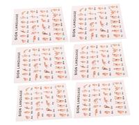 Operitacx Poster Apprendimento Linguaggio dei Segni Asl per Bambini, Set 6 Pezzi, Tabella Alfabeto e Gesti Manuali, Decorazioni da Parete per Scuola e Istruzione Familiare, Risorse