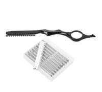 Operitacx Rasoio Manuale per Uomo e Kit da Barbiere con 11 Lame Sostituibili, Utensili per Chioma per Sfoltire e Rifinire, Impugnatura Robusta Nera Adatta a Uso Quotidiano Professionale