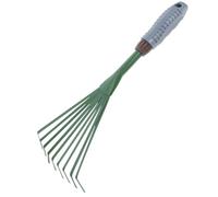 Operitacx Rastrello da Giardino per Pulizia Denti Cane 9 Denti Ferro Verde | Struttura Robusta, Manico Antiscivolo, Resiste a Pioggia e Sole, per Cortile e Giardino