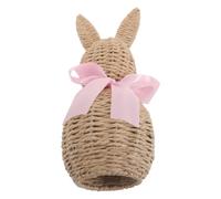 Operitacx Rosa Statuina Coniglietto Pasquale in Carta e Stoffa Intrecciato | Effetto Rustico Vintage, Texture Intrecciata Naturale, Stabile Sul Tavolo, per Brunch e Ambienti Domestici