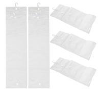 Operitacx Sacchetti Trasparenti in Pvc per Riporre Parrucche ed Extension, Set da 5 Pezzi 12x48 Cm, con Gancio Salvaspazio Antipolvere, Borsa Porta-extension per Viaggio e Uso Domestico