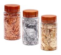 Operitacx Scaglie per Decorazioni Unghie Fiocchi di Alluminio Lamine D'oro e Argento 3 Bottiglie per Nail Art Fai da Te Manicure Professionale