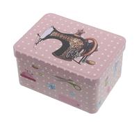 Operitacx Scatola di Latta per Ricamo con Coperchio Ribaltabile, Piccolo Organizer da Cucito Portatile in Metallo 12,5x9x6,5 Cm, Contenitore Stoccaggio Accessori Cucito per Casa e Viaggio