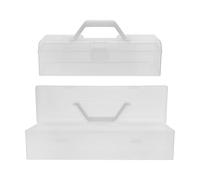 Operitacx Scatola Portaoggetti Trasparente in Plastica Pp con Manico, Set da 2 Pezzi Grande e Piccolo, Custodia Portapennelli e Accessori per Lavori Artigianali, Astuccio