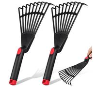 Operitacx Set 2 Rastrelli Agricoli in Plastica Resistenti per Giardinaggio, Rastrello Manuale per Allentare Terreno e Rimuovere Foglie Morte, Attrezzi da Giardino Portatili per Cura Prato