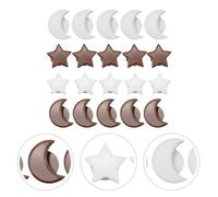 Operitacx Set 20 Pezzi Maniglie Autoadesive per Porta Armadio e Cassetto in Abs, Pomelli a Forma di Stella e Mezzaluna, Bianco e Caffè, per Mobili e Accessori Cucina, Facile Installazione