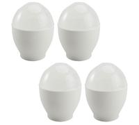 Operitacx Set 4 Pezzi Coppette per Uova in Pp per Microonde, Accessorio da Cucina Bianco per Preparazione Colazione, Mantiene L'umidità e Cuoce Uova alla Coque Facilmente