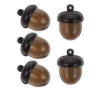 Operitacx Set 5 Ciondoli a Forma di Ghianda in Legno Apribili per Gioielli Fai da Te, Medaglioni con Foro di Sospensione per Collane e Portachiavi, Decorazioni Natalizie e Autunnali