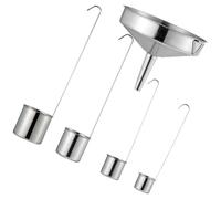 Operitacx Set 5 Pezzi Imbuto da Cucina e Mestoli in Acciaio Inox 50-500ml con Filtro Integrato, Cucchiai Versatori per Olio e Vino, Strumenti per Travaso in Casa e Ristoranti