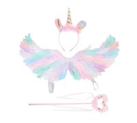 Operitacx Set Accessori con Piume Rosa per Bambina, Costume Festa | Plastica e Piume, Riutilizzabile per Foto Migliori, Include Cerchietto Unicorno e Bacchetta Fata