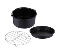 Operitacx Set Accessori Friggitrice ad Aria 3 Pezzi Cestelli Inox Impilabili, Teglia per Pizza e Supporto in Metallo, Facile da Pulire, per Dolci e Cucina Domestica