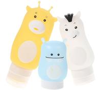 Operitacx Set da 3 Bottiglie da Viaggio in Silicone Portatili per Shampoo e Lozione, Design Cartoon Assortito, Capacità 50ml, 70ml e 90ml, Sicure e Resistenti, per Viaggi Stili multipli