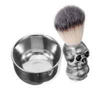 Operitacx Set da Rasatura Uomo con Pennello da Barba Sintetico e Ciotola in Acciaio Inossidabile per Formare Schiuma, Accessori la Rasatura Quotidiana
