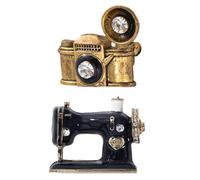 Operitacx Set di 2 Spille Creative a Forma di Macchina Fotografica Digitale e Giradischi Dorato, Spille Decorativi per Camicie e Cappelli, Accessori per Abbigliamento Femminile