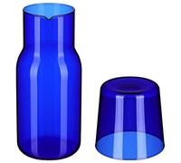 Operitacx Set di Tazze in Vetro Borosilicato Blu e Bottiglia D'acqua Trasparente, Bicchieri per Bevande Fredde Adatti a Casa, Ufficio e Picnic, Utensili per Bere Resistenti alle Alte