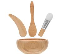 Operitacx Set Kit Ciotola Maschera Viso in Legno Spatola e Pennello per Miscelazione Maschere Facciali Fai-da-te, Leggero e Portatile per Esperienza Relax DIY Stile Casuale