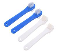 Operitacx Spazzolino da Denti per Protesi Dentaria Adulti Set 4 Pezzi Doppia Testina Piccolo Angolato Custodia Porta Denti Ergonomico per Pulizia Orale Profonda e Manutenzione Protesi